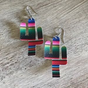 Serape cactus earrings